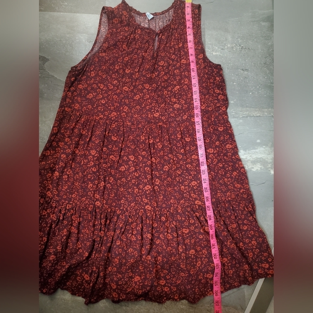 Old Navy Floral Sleeveless Tiered Dress. Burgundy, Red. XL. Mini. - Picture 7 of 7